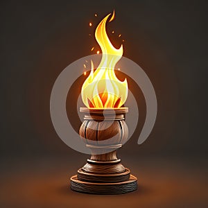 Torch with flame on dark background. Vector illustration. Eps 10
