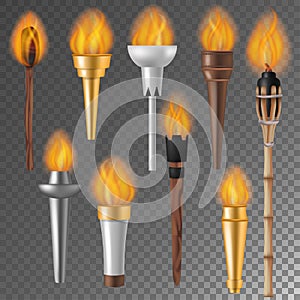 Torch flame vector flaming torchlight or lighting flambeau symbol of achievement torching with burned fireflame 3d photo