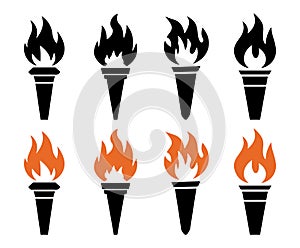 Torch icon set vector art