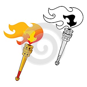 Torch metal gold olympic fire