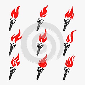 Torch Symbol Set Vector Illustration