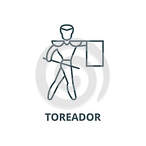 Toreador,matador vector line icon, linear concept, outline sign, symbol