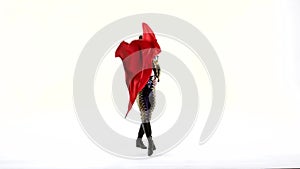 Torero in blue and gold suit or typical spanish bullfighter isolated over white studio background. Silhouette