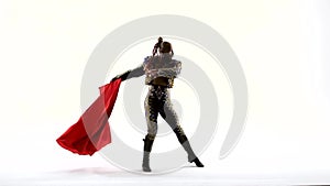 Torero in blue and gold suit or typical spanish bullfighter isolated over white studio background. Silhouette