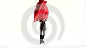 Torero in blue and gold suit or typical spanish bullfighter isolated over white studio background. Silhouette