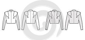 Torero jacket matador technical fashion illustration with long sleeves, stand collar, waist length, embellish chaqueta photo