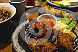 Tori Karaage and other Japanese cuisine at a casual dining restaurant