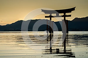 Torii -  floating gate of Miyajima (Itsukushima ) island at sunset time