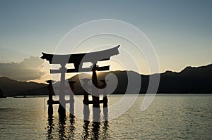 Torii -  floating gate of Miyajima (Itsukushima ) island at sunset time