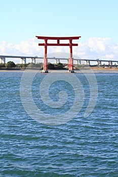 Torii gate on Hamanako lake in Hamamatsu, Shizuoka