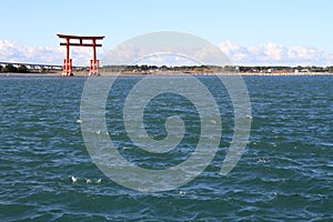 Torii gate on Hamanako lake in Hamamatsu, Shizuoka