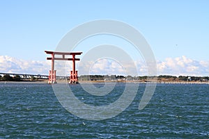 Torii gate on Hamanako lake in Hamamatsu, Shizuoka