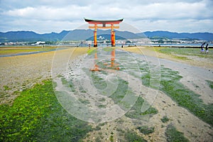 Torii gate of Itsukushima Shrine at Miyajima photo