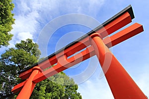 Torii gate in Kyoto, Japan.