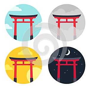 Torii gate landscape set