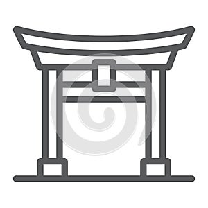 Torii gate line icon, japan and architecture, japan gate sign, vector graphics, a linear pattern on a white background.