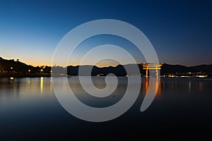 Torii gate at Miyajima, Hiroshima, Japan in Twilight time