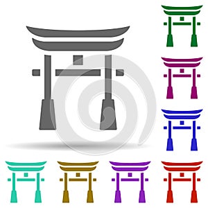 Torii gate in multi color style icon. Simple glyph, flat vector of world religiosity icons for ui and ux, website or mobile