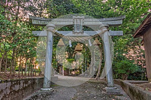 Torii gate at Saiichi shinto shrine, Kanazawa, Ishikawa Prefecture, Japan.
