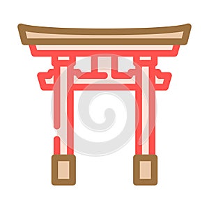 torii gate shintoism color icon vector illustration