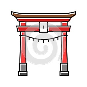 torii gate shintoism color icon vector illustration