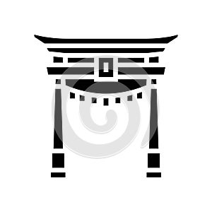 torii gate shintoism glyph icon vector illustration