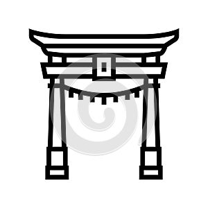 torii gate shintoism line icon vector illustration