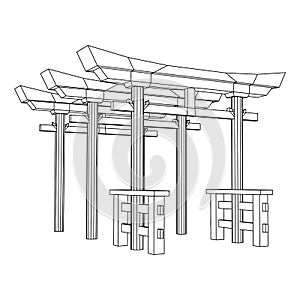 Torii sacred traditional gate Japan shintoism religion.