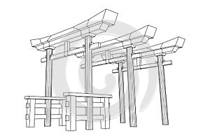 Torii sacred traditional gate Japan shintoism religion.