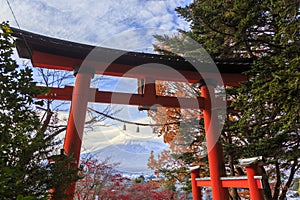 Torii at Shintoist temple at Shimoyoshida, Fujiyoshida photo