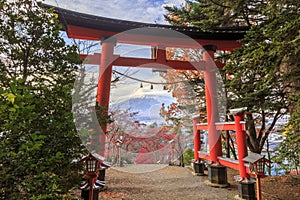 Torii at Shintoist temple at Shimoyoshida, Fujiyoshida photo