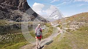 Torist backpacker at Matterhorn Peak