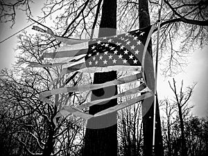 Torn American flag