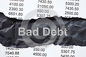 Torn bank statement and inscription bad debt.