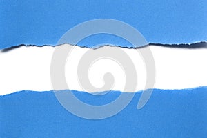 Torn Blue Paper with White Strip