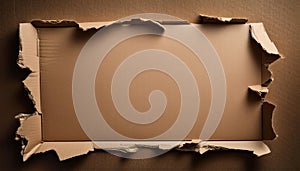 Torn Cardboard Document with Ripped Edge and Copy Space