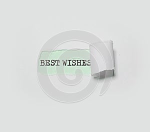 Torn Curl Sheet of paper with Best Wishes text inside