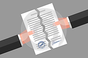 Torn document. Cancellation of contract or agreement