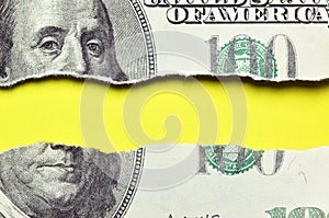 Torn dollars banknote