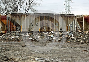 Torn down builing along the Train Tracks