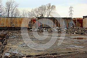 Torn down builing along the Train Tracks