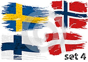 Torn Flag Sweden, Norway, Finland and Denmark