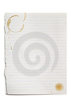 Torn Notepaper with Coffee Stains photo