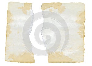 Torn old blank grungy photography, photo frame, divorce, contradiction, e.g. concept,isolated