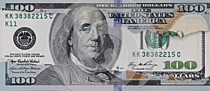 Torn One Hundred Dollar Banknote Close Up