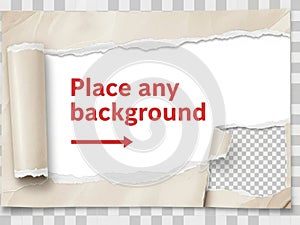 Torn paper background placeholder for custom designs isolated on white background