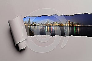 Torn Paper With Chicago Skyline