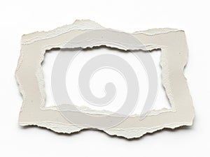 Torn paper frame isolated on white background