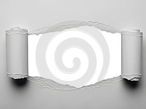 Torn paper frame isolated on white background