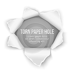 Torn paper hole vector background photo